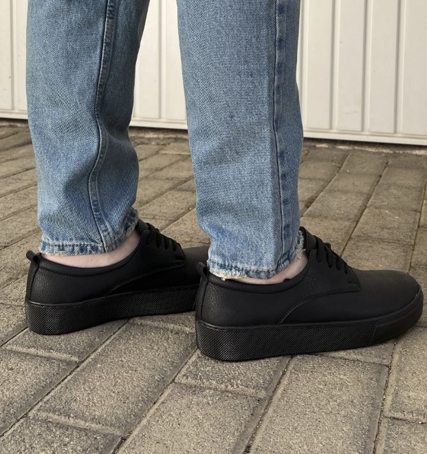 Ανδρικά μαύρα Casual Sneakers δερματίνη με κορδόνια 0772020BT φωτογραφία